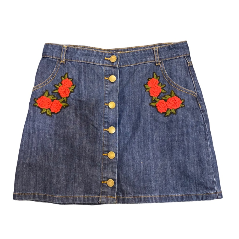 Demin Floral 🌹 Embroidered Skirt - Forever 21 - Size L